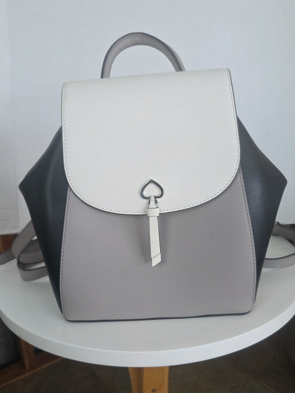 KATE SPADE ADEL MEDIUM FLAP BACKPACK — Three-Tone Leather- Cream,Taupe,Black